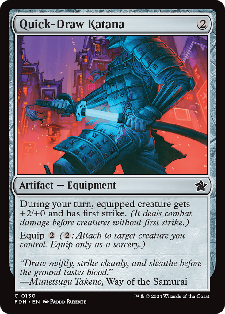 mtg equipment that draws cards Quick-Draw Katana [Foundations]